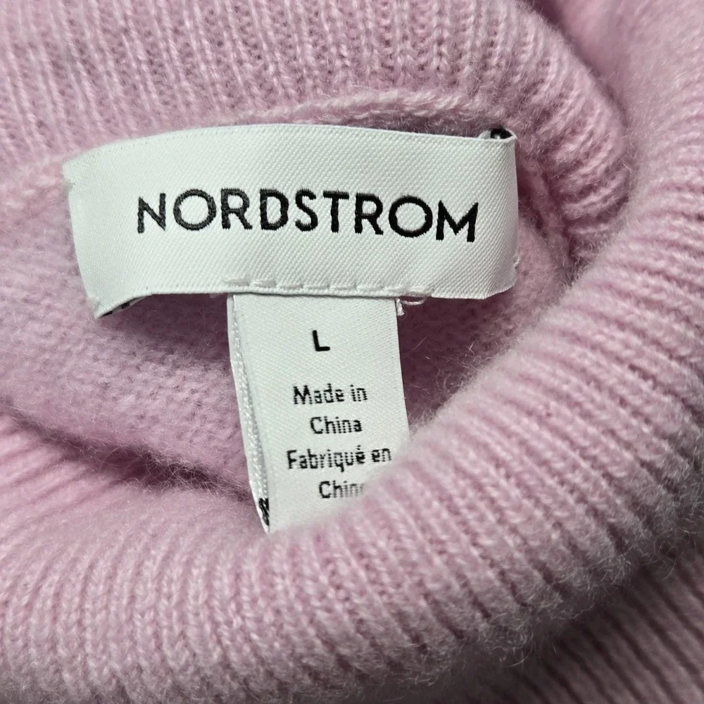 Nordstrom Sweater Pullover Womens L Pink 100% Cashmere‎ Turtleneck Lightweight